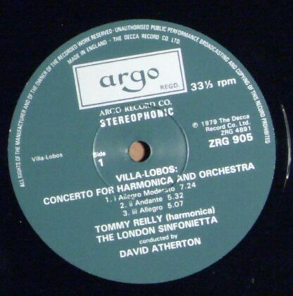 Argo ZRG 905 - Tommy Reilly, London Sinfonietta, David Atherton - Image 3