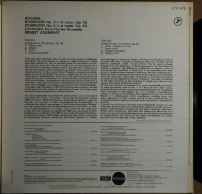 DECCA ECS 673 - Albert Roussel, L'Orchestre De La Suisse Romande - Image 2