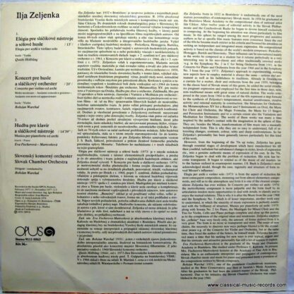 Opus 91110563 - Ilja Zeljenka - Elégia Pre Slàcikové Nàstroje A - Image 2