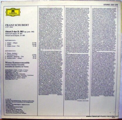 Deutsche Grammophon 2531 278 - Franz Schubert, Wiener Kammerense - Image 2
