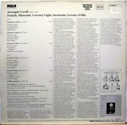 RCA RL 30393 - Arcangelo Corelli, Frans Brüggen, Gustav Leonhard - Image 2