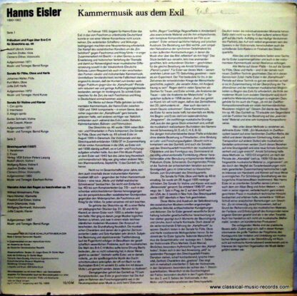 Nova 8 85 041 - Hanns Eisler - Kammermusik Aus Dem Exil - Image 2