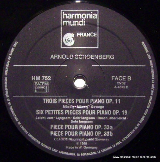 harmonia mundi France HM 752 - Arnold Schoenberg, Claude Helffer
