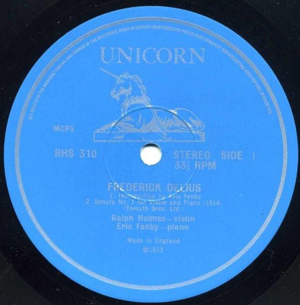 Unicorn Records (3) RHS 310 - Frederick Delius, Ralph Holmes, Er - Image 3