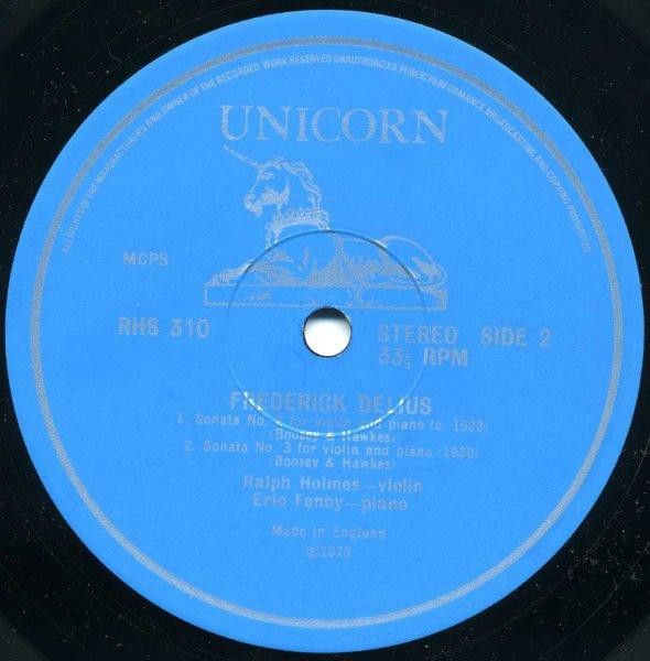 Unicorn Records (3) RHS 310 - Frederick Delius, Ralph Holmes, Er - Image 4