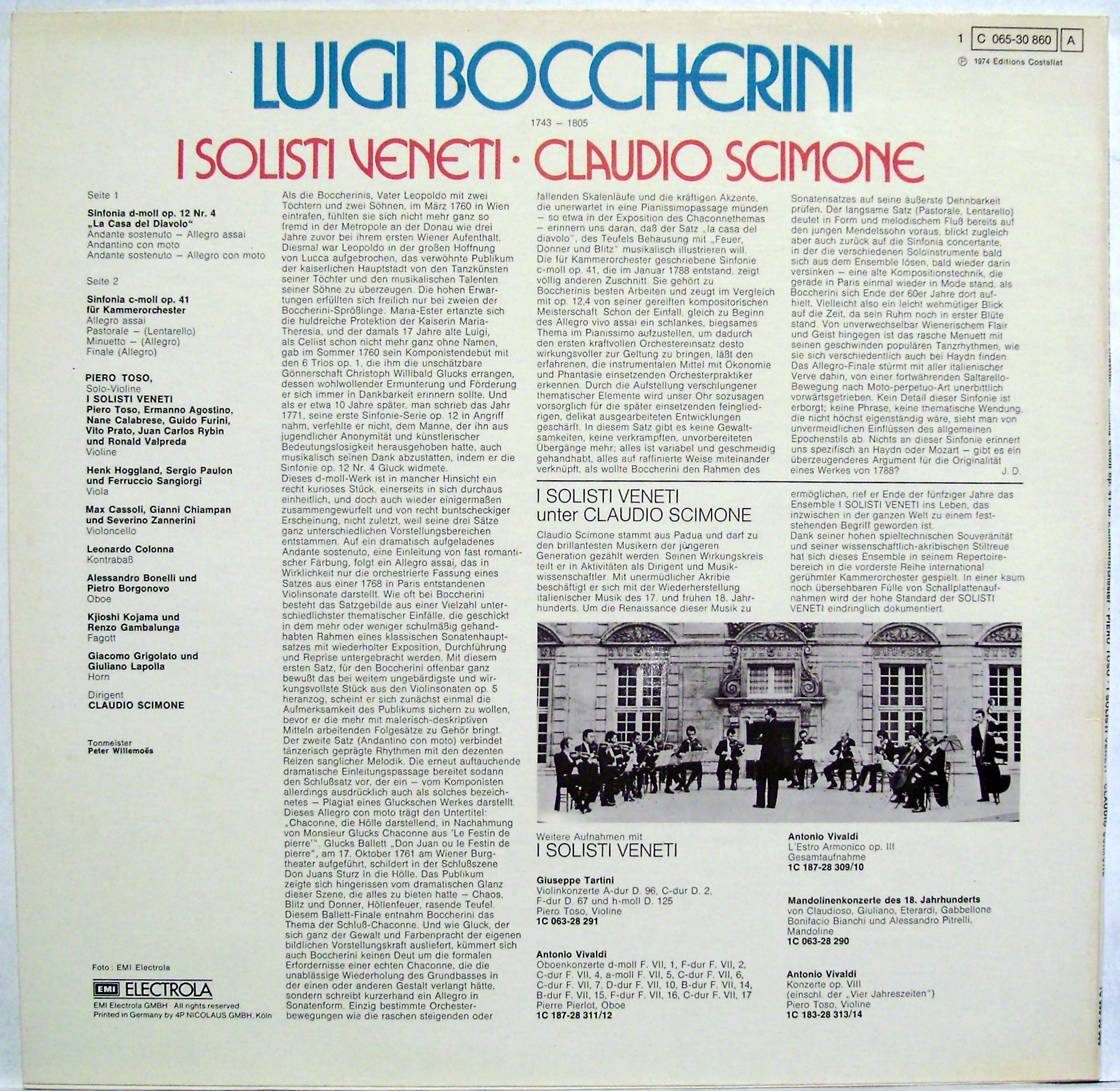 EMI Electrola 1 C 065-30860 - Luigi Boccherini, I Solisti Veneti - Image 3