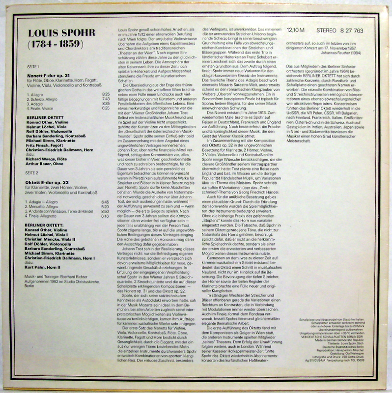 Eterna 8 27 763 - Louis Spohr, Berliner Oktett - Nonett F-dur Op - Image 2