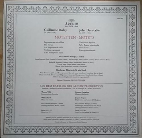 Archiv Produktion 2533 291 - Guillaume Dufay, John Dunstable, Pr - Image 2