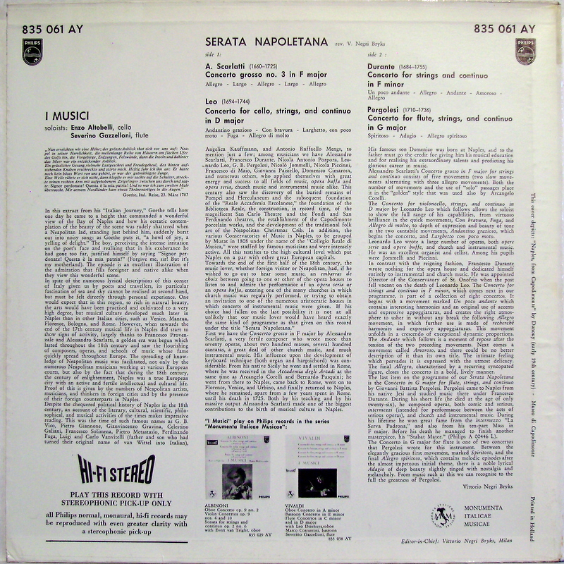 Philips 835 061 AY - I Musici, Enzo Altobelli, Severino Gazzello - Image 2