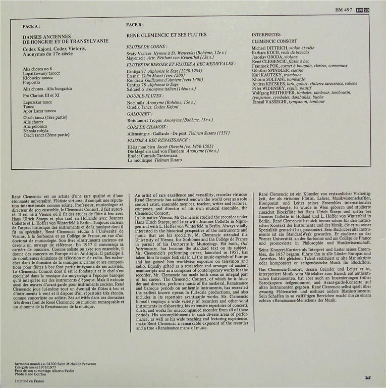harmonia mundi France HM 497 - Clemencic Consort, René Clemencic - Image 2