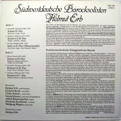 ERB Musikproduktion ERB 1006 - Südwestdeutsche Barocksolisten, H - Image 2