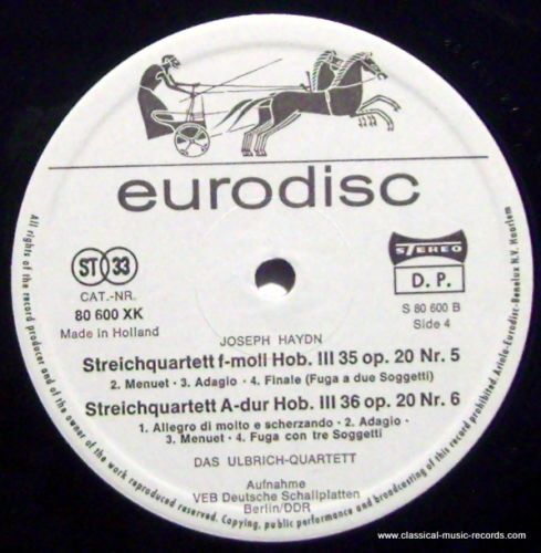 Eurodisc 61719 - Joseph Haydn, Ulbrich-Quartett - Streichquartet - Image 2