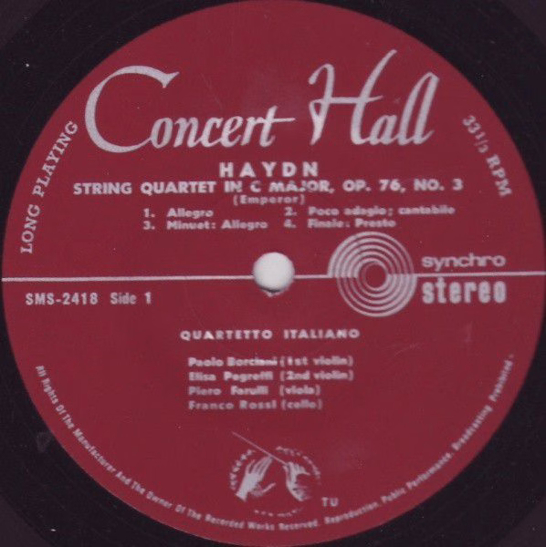 Concert Hall SMS-2418 - Joseph Haydn, Quartetto Italiano - "Kais - Image 3