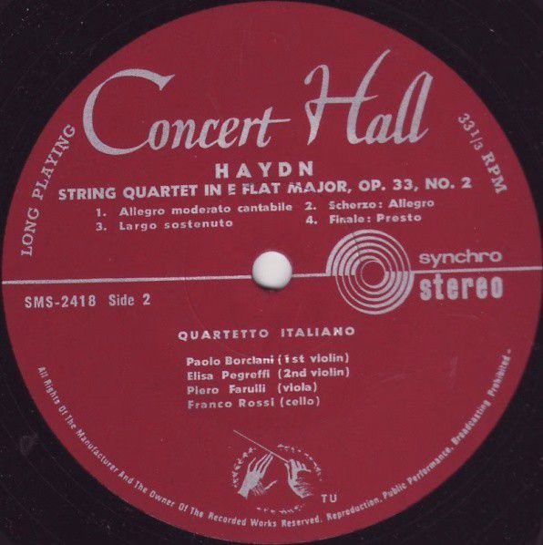 Concert Hall SMS-2418 - Joseph Haydn, Quartetto Italiano - "Kais - Image 4
