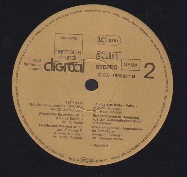 Deutsche Harmonia Mundi 1C 067 1999951 - I Salonisti - Serenata - Image 4