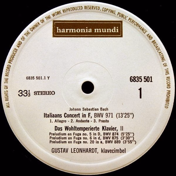 Harmonia Mundi 6835 501 - Johann Sebastian Bach, Gustav Leonhard - Image 3