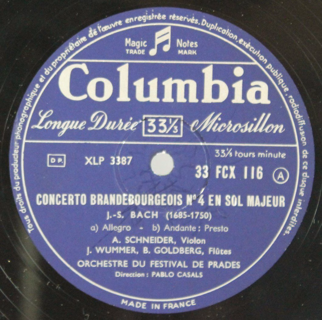 Columbia 33 FCX 116 - Johann Sebastian Bach, Pablo Casals - Conc - Image 3