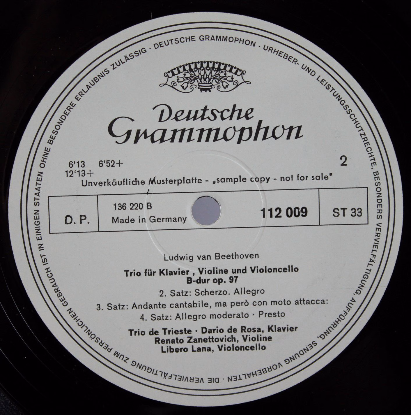 Deutsche Grammophon 112 009 - Ludwig van Beethoven, Trio Di Trie