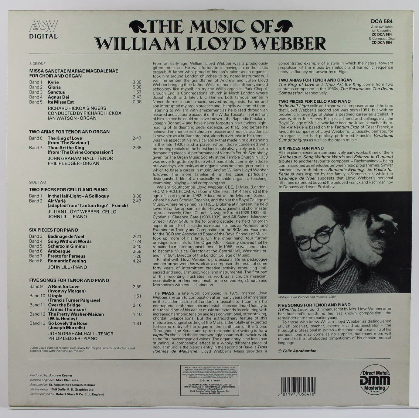 ASV Digital DCA 584 - William Lloyd Webber - The Music Of Willia - Image 2