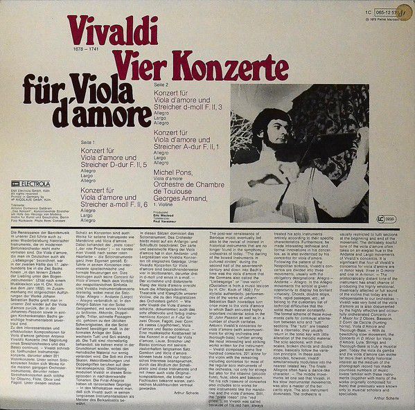 His Master's Voice 1C 065-12 572 - Antonio Vivaldi, Michel Pons, - Image 2