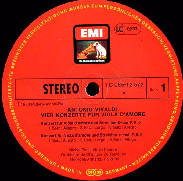 His Master's Voice 1C 065-12 572 - Antonio Vivaldi, Michel Pons, - Image 3