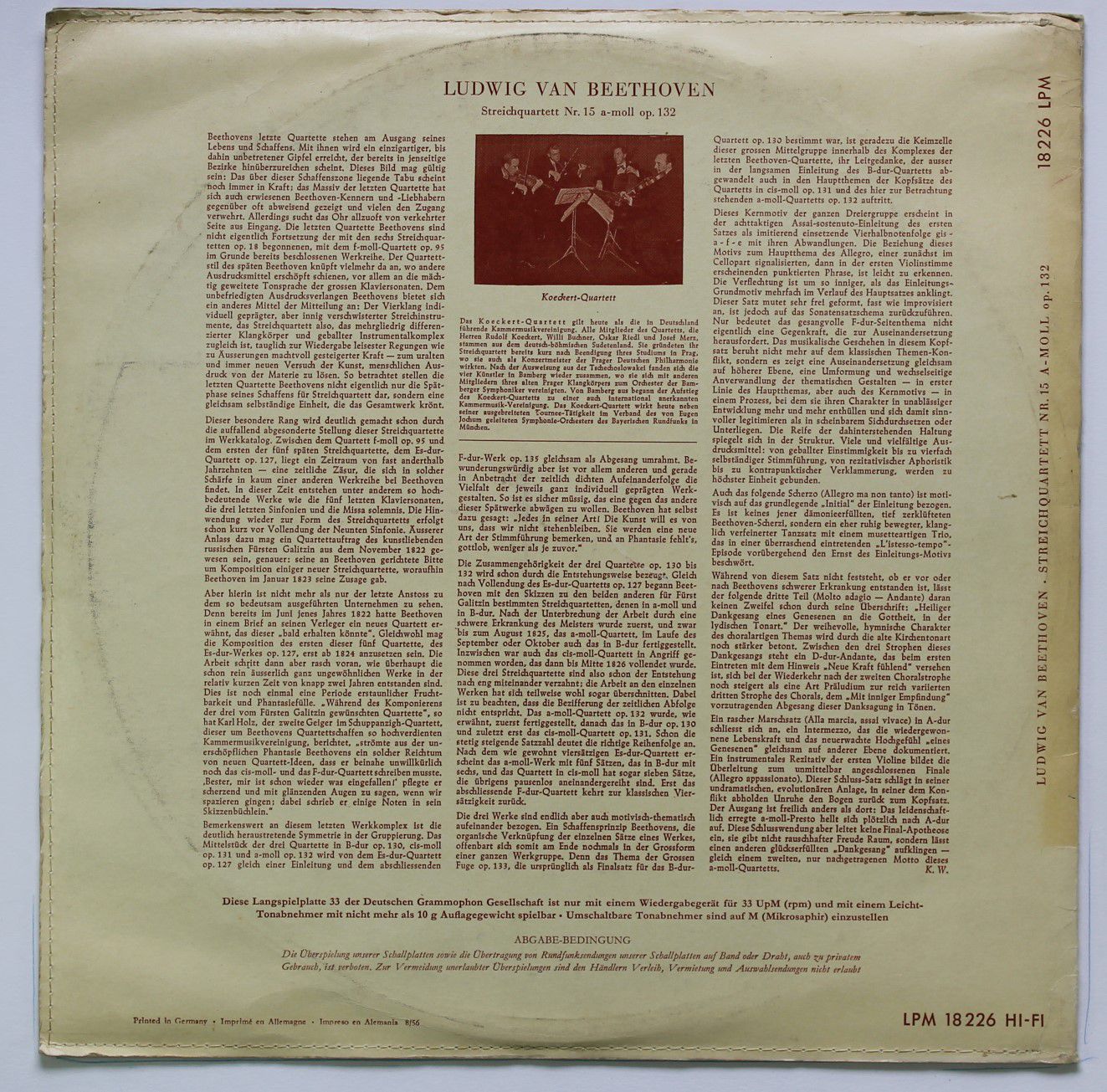 Deutsche Grammophon LPM 18 226 - Ludwig van Beethoven, Koeckert- - Image 2