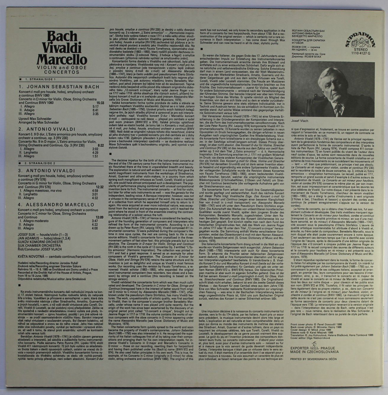 Supraphon 1110 4127 - Johann Sebastian Bach, Antonio Vivaldi, Al - Image 2