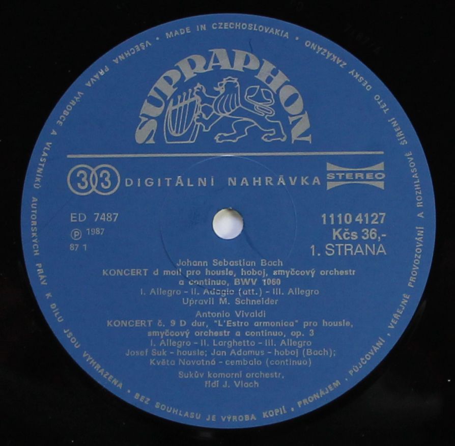 Supraphon 1110 4127 - Johann Sebastian Bach, Antonio Vivaldi, Al - Image 3