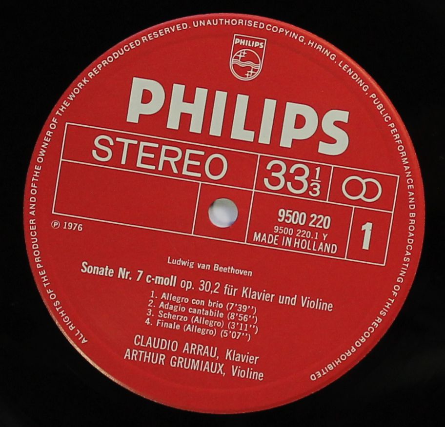 Philips 9500 220 - Ludwig van Beethoven, Arthur Grumiaux, Claudi - Image 3