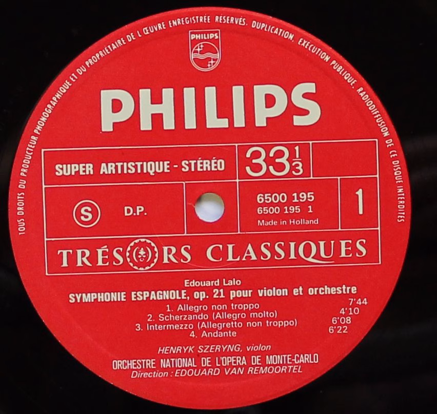 Philips 6500 195 - Édouard Lalo, Maurice Ravel, Henryk Szeryng, - Image 4