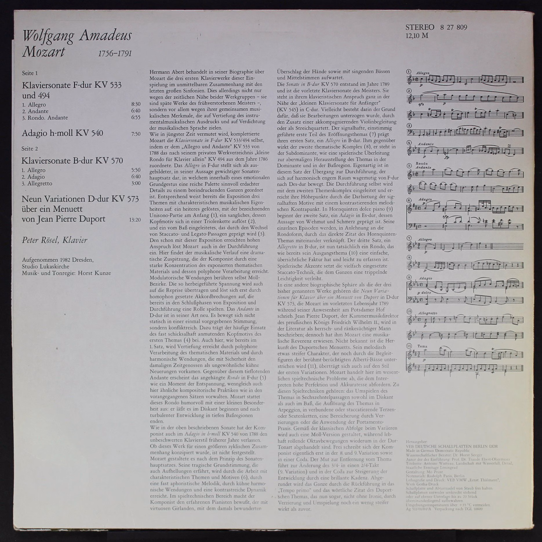 Eterna 8 27 809 - Wolfgang Amadeus, Peter Rösel - Klaviersonaten - Image 2