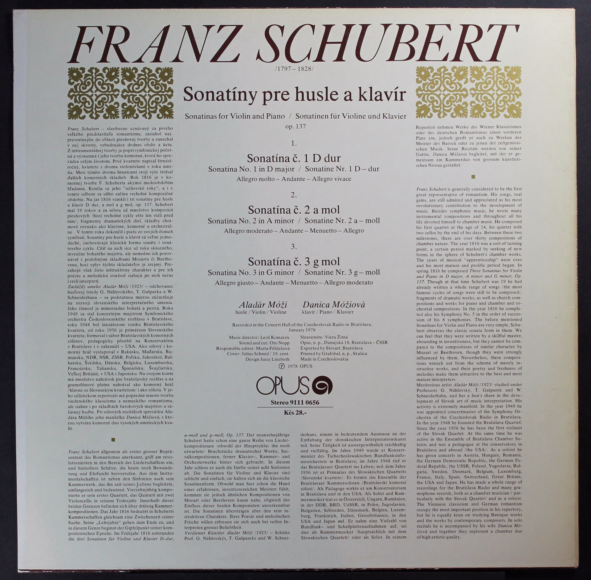 Opus 9111 0656 - Franz Schubert - Sonatinas For Violin & Piano - Image 2