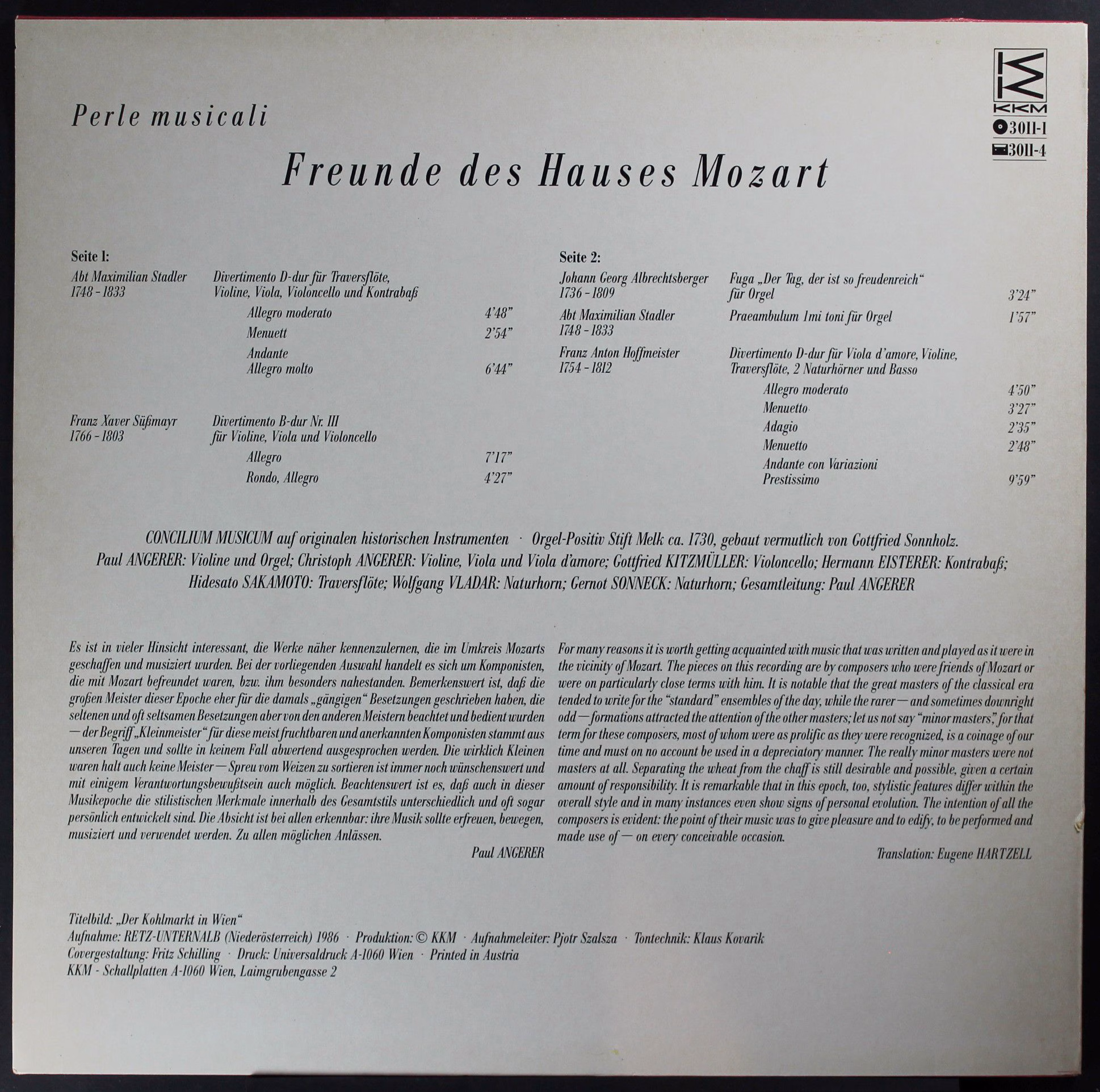 KKM Records 3011-1 - Concilium Musicum, Paul Angerer - Freunde D - Image 3