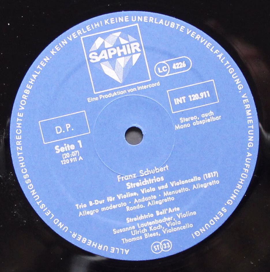 Saphir INT 120.911 - Franz Schubert, Trio Bell'Arte - Streichtri - Image 3