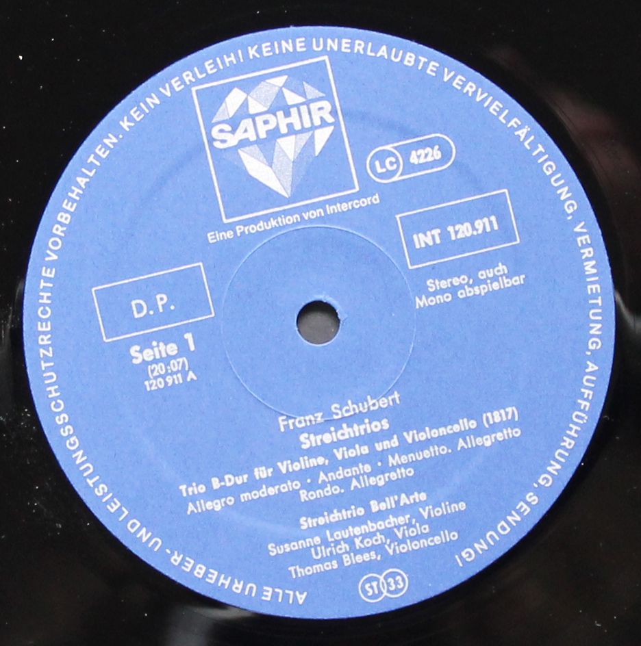 Saphir INT 120.911 - Franz Schubert, Trio Bell'Arte - Streichtri - Image 3