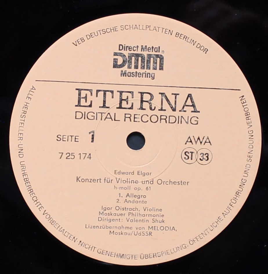 Eterna 7 25 174 - Sir Edward Elgar, Igor Oistrach, Valentin Shuk - Image 2