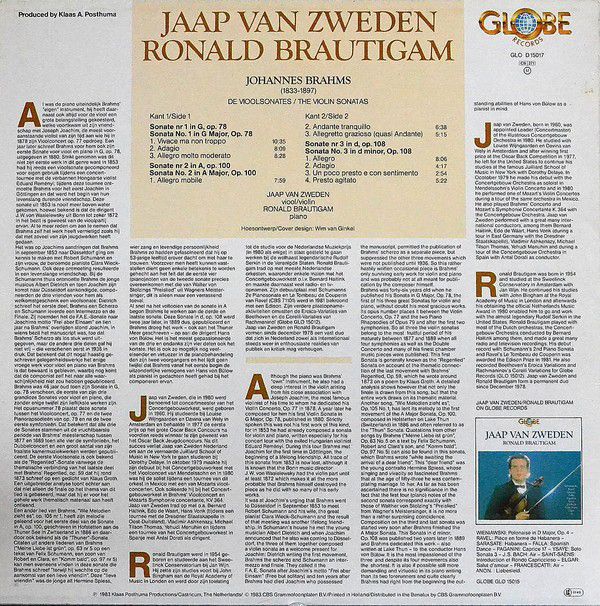 Globe GLO D15017 - Johannes Brahms, Jaap van Zweden, Ronald Brau - Image 2