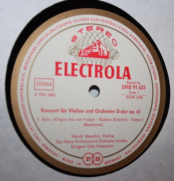 Electrola SME 91 621 - Ludwig van Beethoven, Yehudi Menuhin, Ott - Image 3