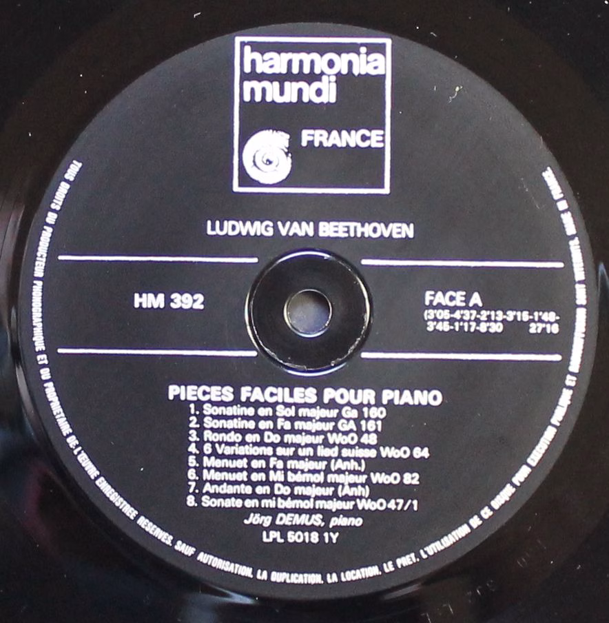 harmonia mundi France hm 392 - Ludwig van Beethoven, Jörg Demus - Image 3