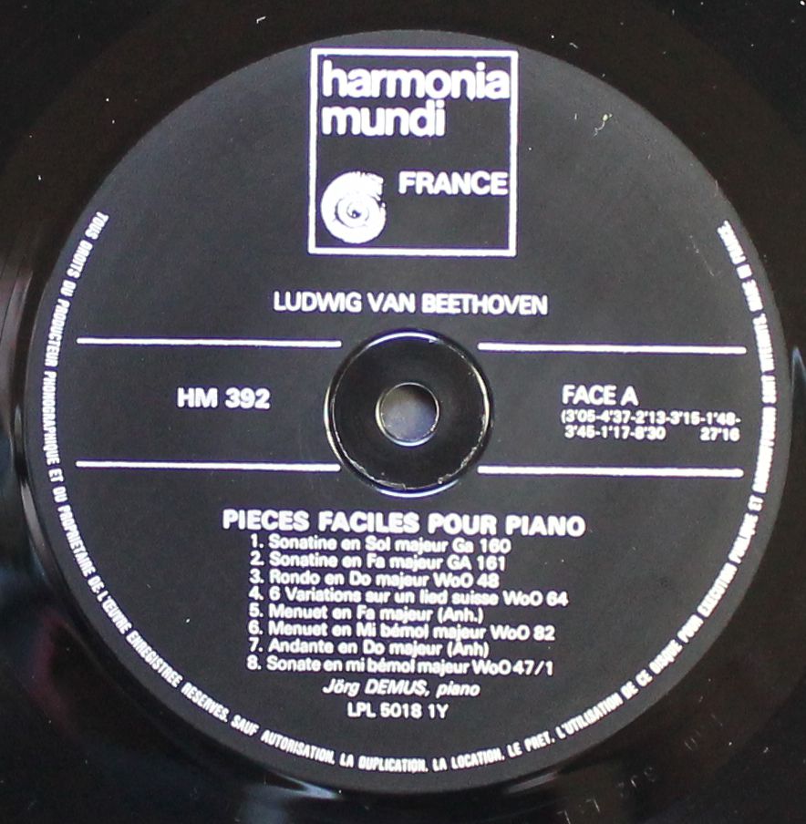 harmonia mundi France hm 392 - Ludwig van Beethoven, Jörg Demus - Image 3
