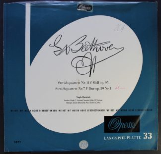 Opera 1077 - Ludwig van Beethoven, Quatuor Végh - Streichquartet