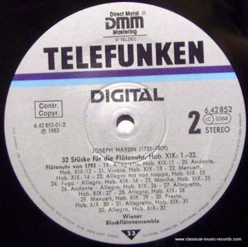 Telefunken 6.42852 - Joseph Haydn, Wiener Blockflötenensemble - - Image 3