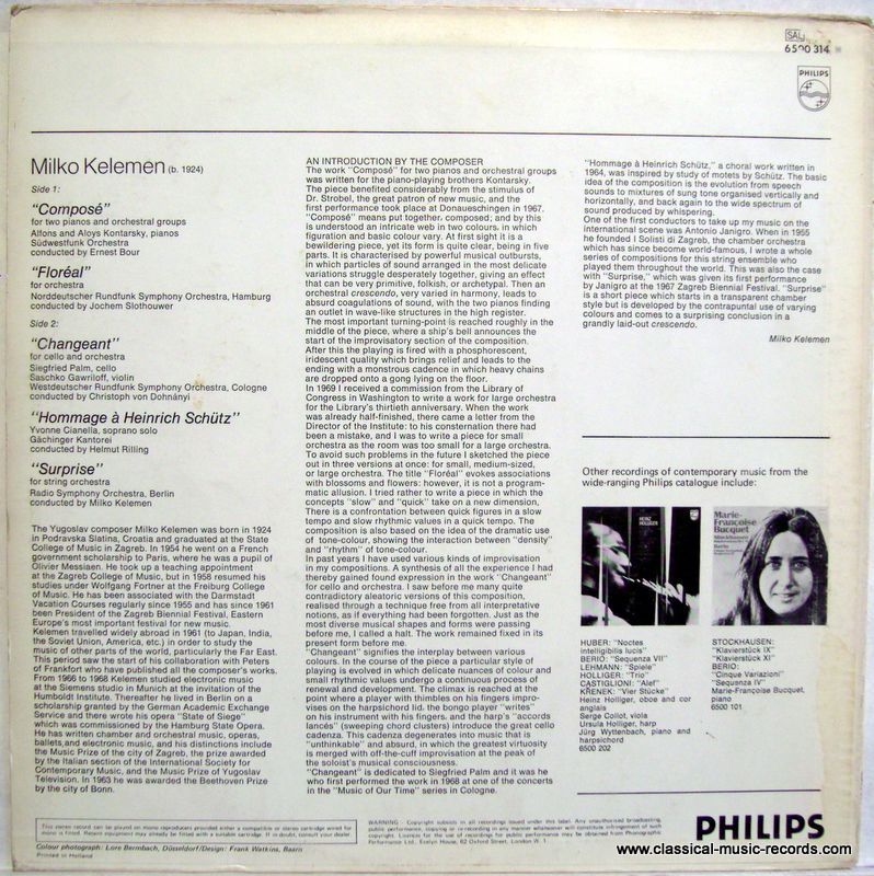 Philips 6500 314 - Milko Kelemen - Composé / Floréal / Changeant - Image 2