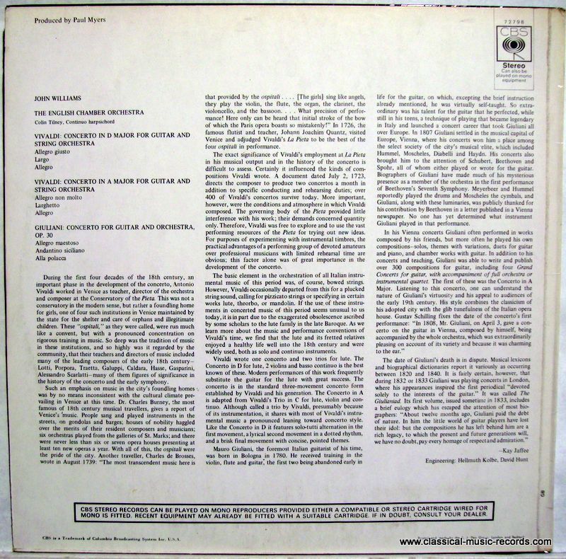 CBS CBS 72798 - John Williams (7), English Chamber Orchestra - V - Image 2