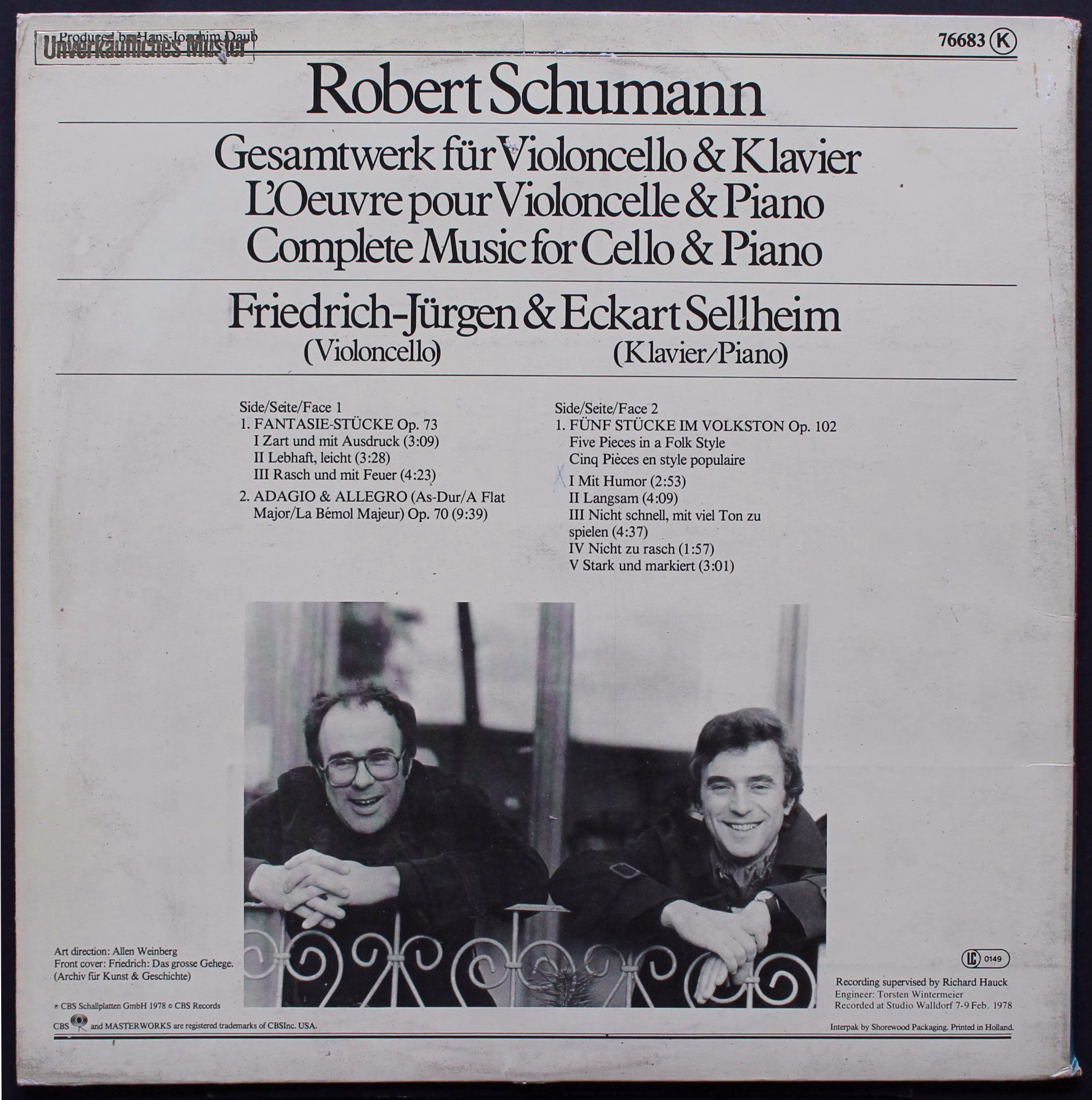 CBS Masterworks 76683 - Robert Schumann, Friedrich-Jürgen Sellhe - Image 2