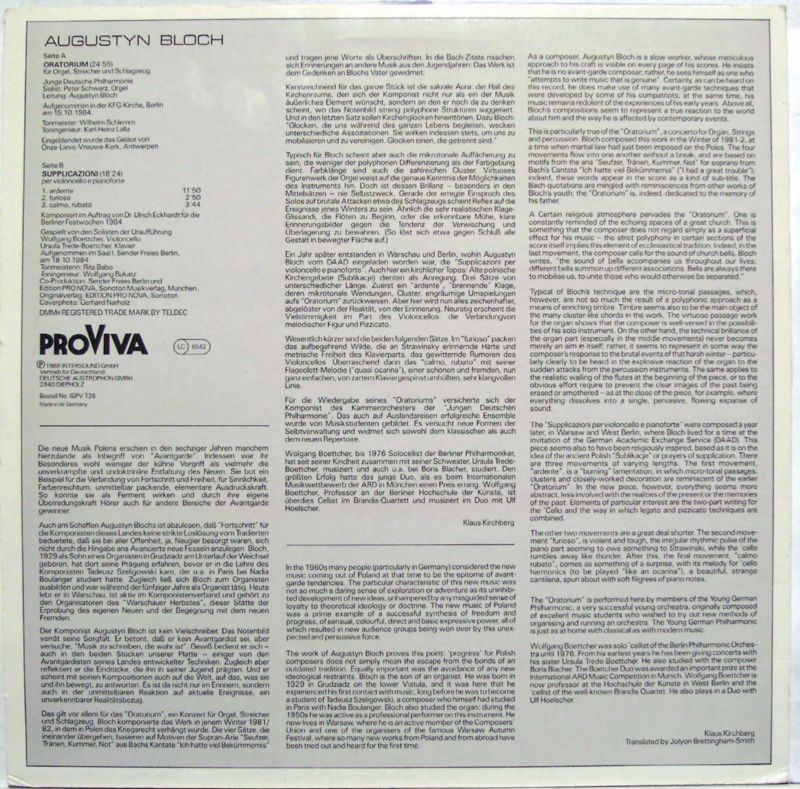 Pro Viva ISPV 126 - Augustyn Bloch, Junge Deutsche Philharmonie, - Image 2
