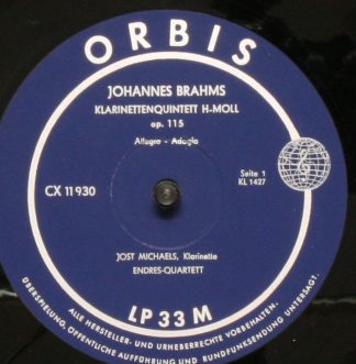 Orbis CX 11 930 - Johannes Brahms - Klarinettenquintett H-Moll O