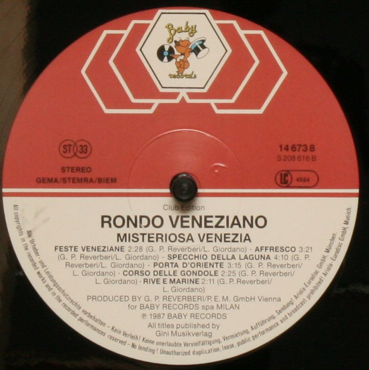 Baby Records (2) 14 673 8 - Rondò Veneziano - Misteriosa Venezia - Image 3