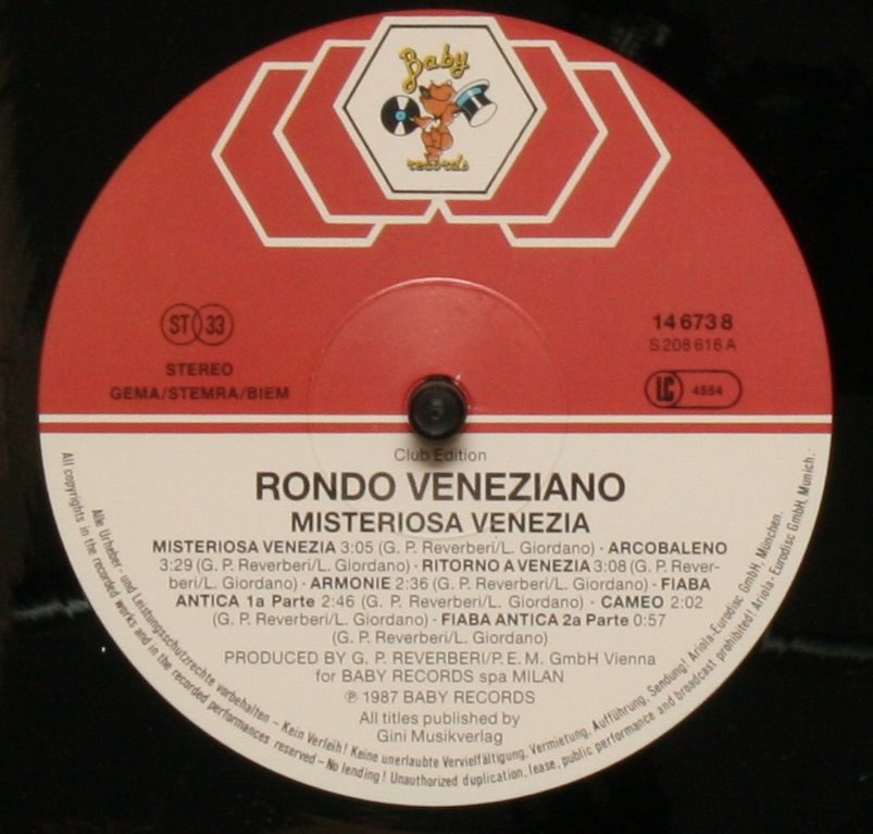 Baby Records (2) 14 673 8 - Rondò Veneziano - Misteriosa Venezia - Image 4
