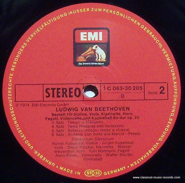 His Master's Voice 1C 063-30 205 - Ludwig van Beethoven, Consort - Image 3